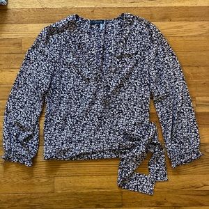 1STATE long sleeve printed v neck toe bottom